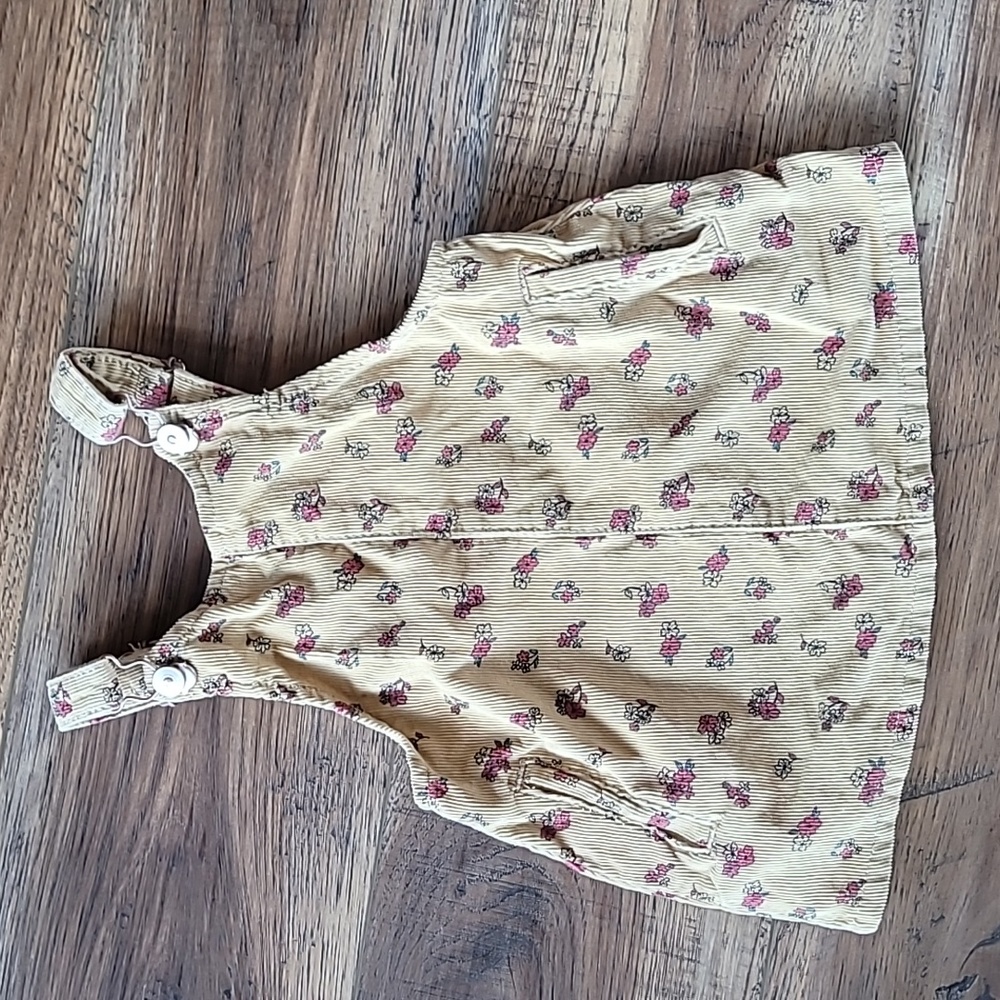 Wonder Nation Skirt Overalls, Size 18m, Tan with Red Flowers
